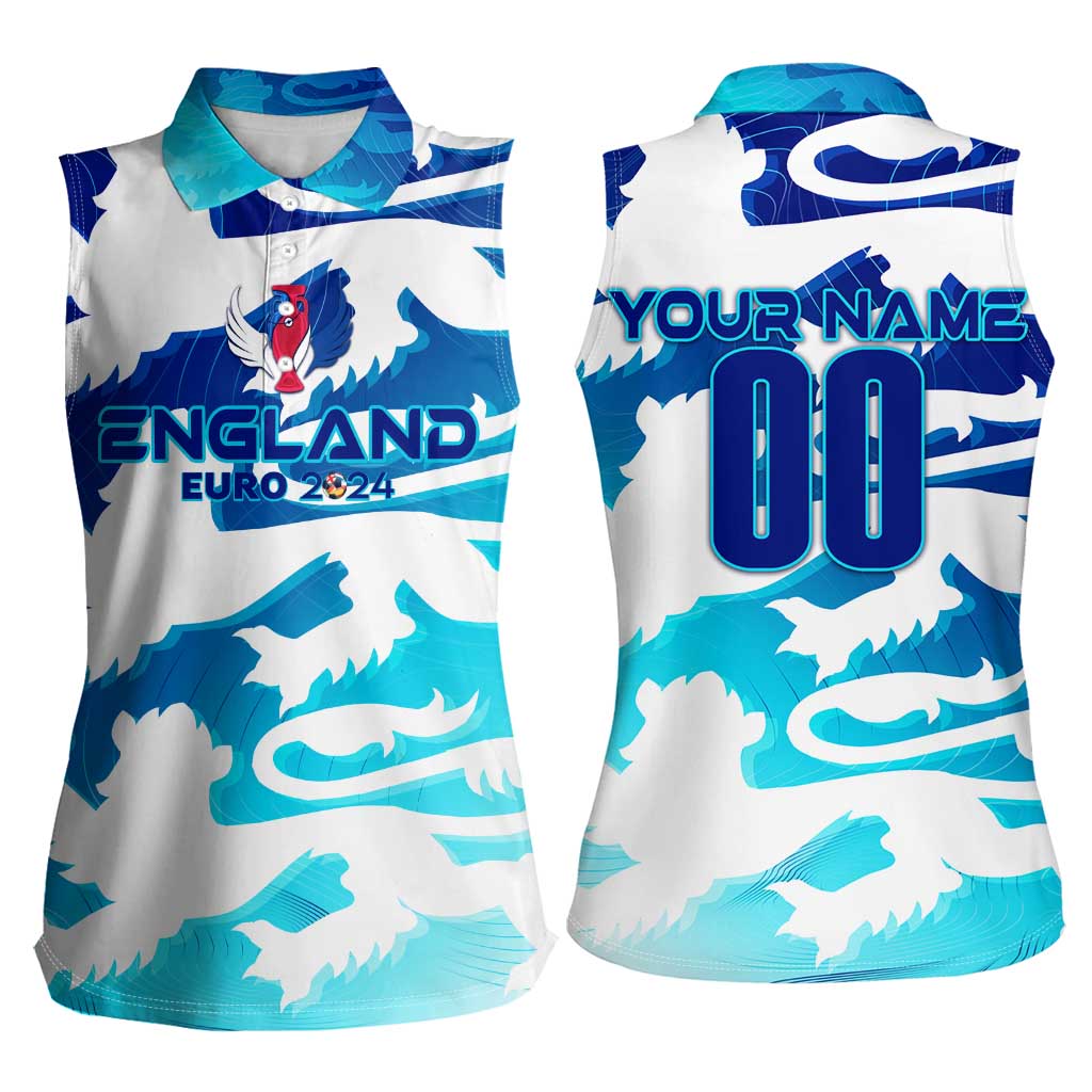 Personalized England Football 2024 Women Sleeveless Polo Shirt Trophy Wing Style - Wonder Print Shop