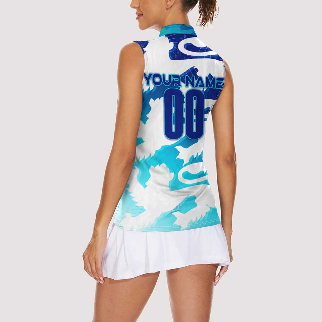 Personalized England Football 2024 Women Sleeveless Polo Shirt Trophy Wing Style - Wonder Print Shop