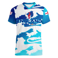 Personalized England Football 2024 Women V-Neck T-Shirt Trophy Wing Style - Wonder Print Shop