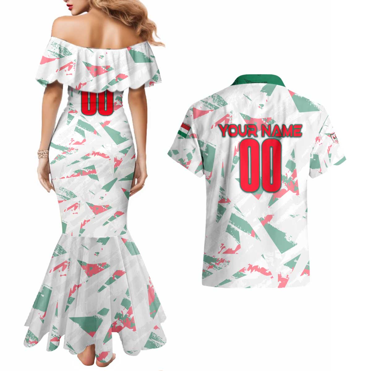 Personalized Hungary Football 2024 Couples Matching Mermaid Dress and Hawaiian Shirt Trophy Wing Style - Wonder Print Shop