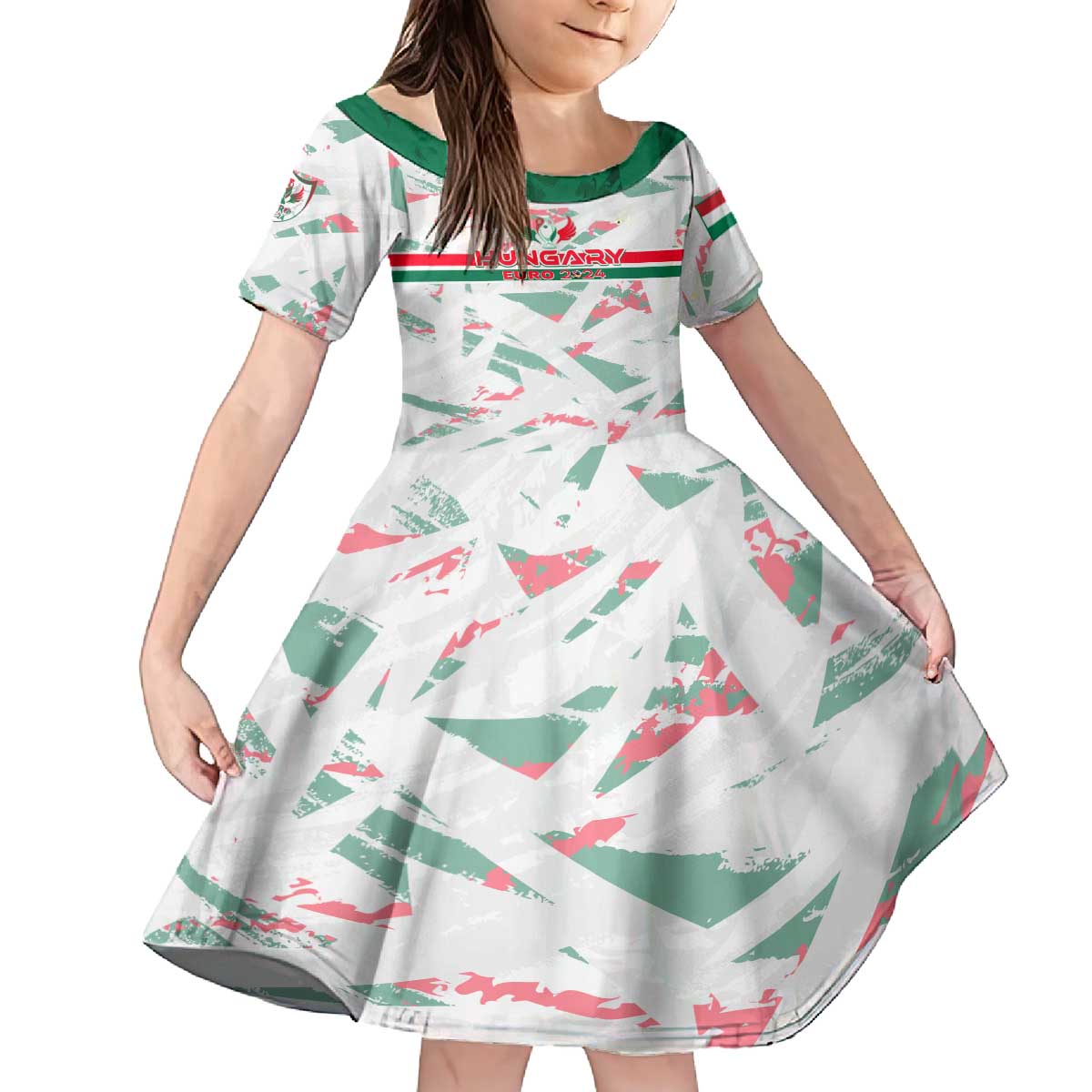 Personalized Hungary Football 2024 Family Matching Off The Shoulder Long Sleeve Dress and Hawaiian Shirt Trophy Wing Style - Wonder Print Shop