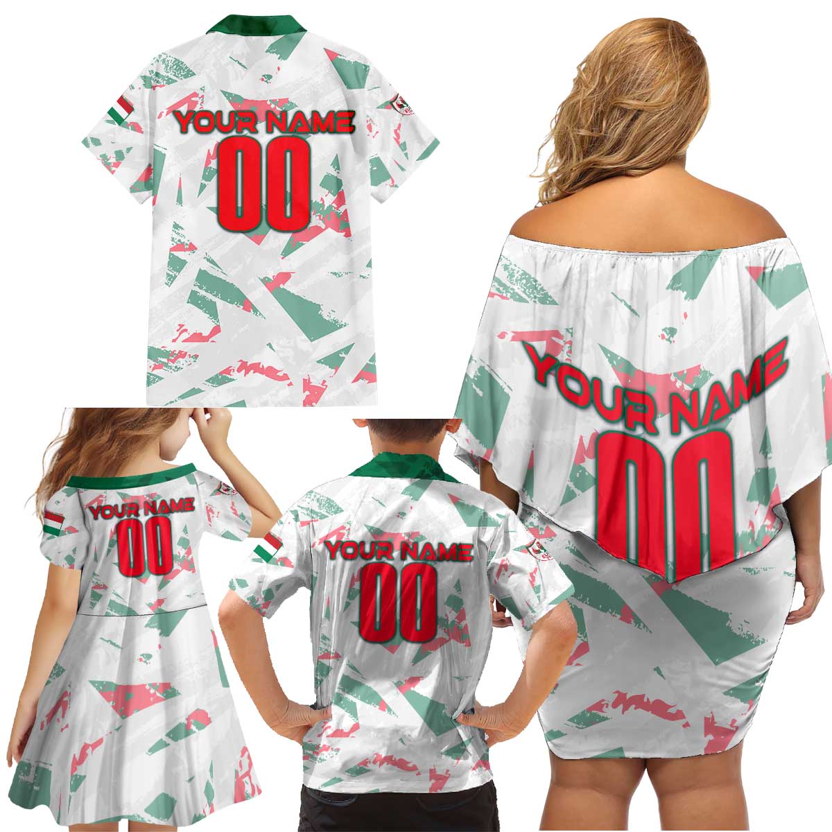 Personalized Hungary Football 2024 Family Matching Off Shoulder Short Dress and Hawaiian Shirt Trophy Wing Style - Wonder Print Shop
