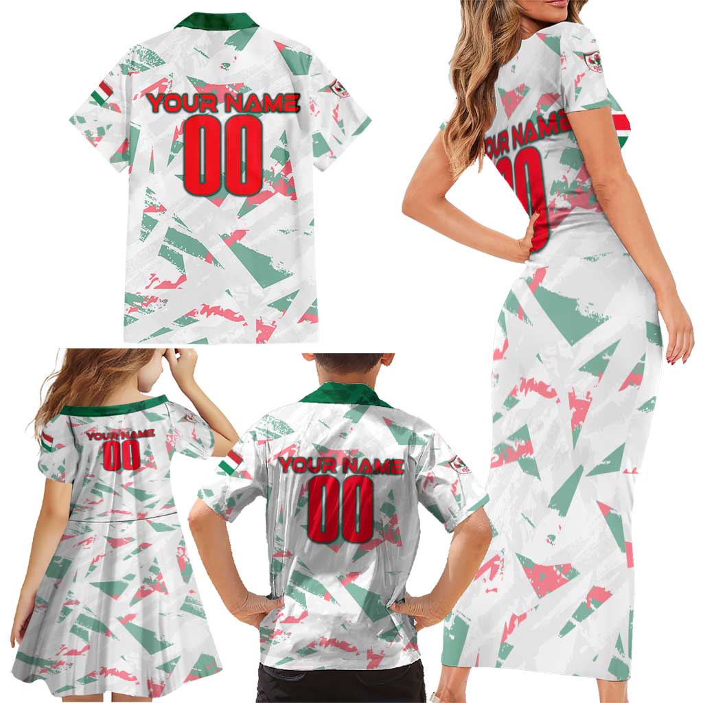 Personalized Hungary Football 2024 Family Matching Short Sleeve Bodycon Dress and Hawaiian Shirt Trophy Wing Style - Wonder Print Shop
