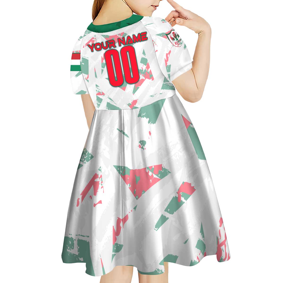 Personalized Hungary Football 2024 Kid Short Sleeve Dress Trophy Wing Style - Wonder Print Shop