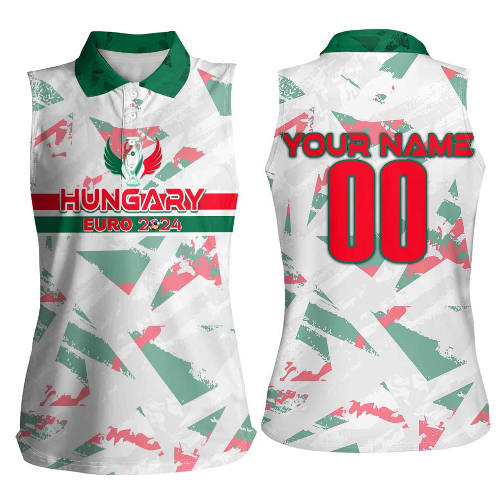 Personalized Hungary Football 2024 Women Sleeveless Polo Shirt Trophy Wing Style - Wonder Print Shop
