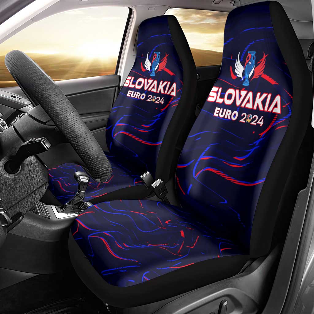 Slovakia Football 2024 Car Seat Cover Trophy Wing Style - Wonder Print Shop