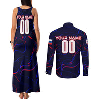 Personalized Slovakia Football 2024 Couples Matching Tank Maxi Dress and Long Sleeve Button Shirt Trophy Wing Style - Wonder Print Shop