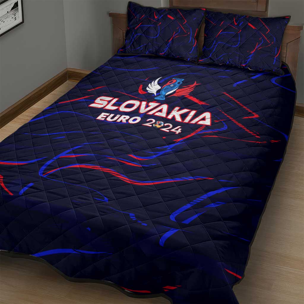 Slovakia Football 2024 Quilt Bed Set Trophy Wing Style - Wonder Print Shop