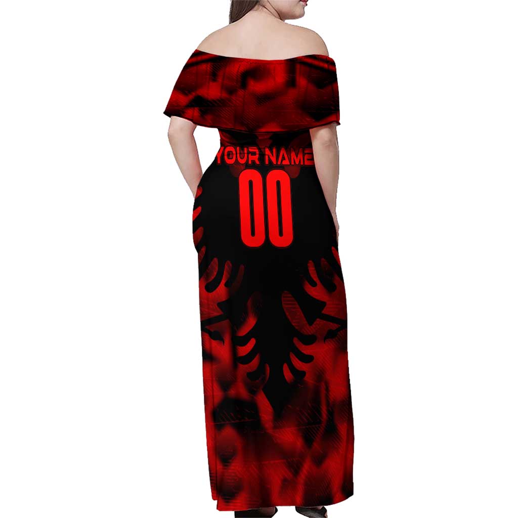 Personalized Albania Football 2024 Family Matching Off Shoulder Maxi Dress and Hawaiian Shirt Trophy Wing Style - Wonder Print Shop