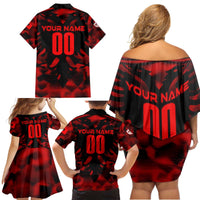 Personalized Albania Football 2024 Family Matching Off Shoulder Short Dress and Hawaiian Shirt Trophy Wing Style - Wonder Print Shop