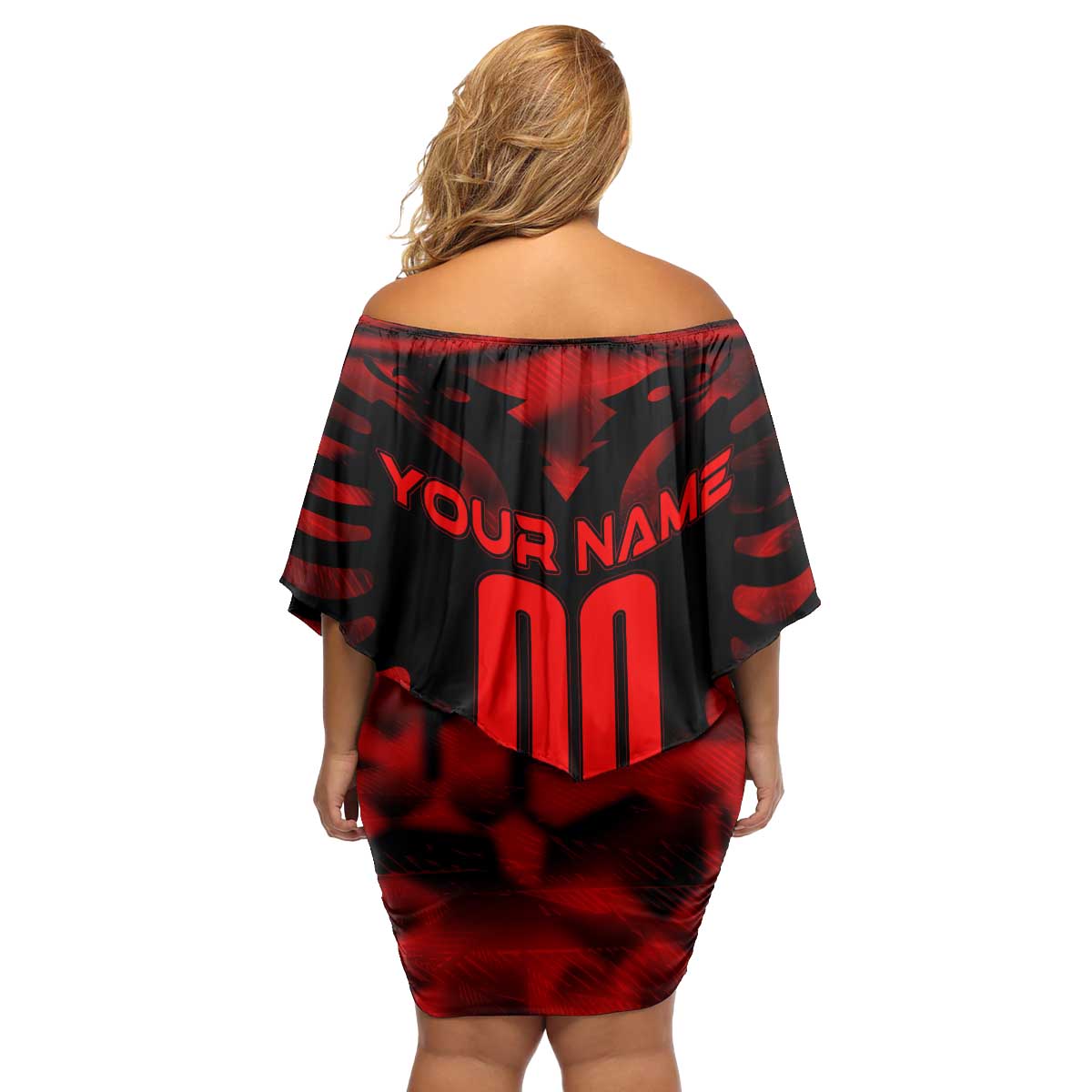 Personalized Albania Football 2024 Family Matching Off Shoulder Short Dress and Hawaiian Shirt Trophy Wing Style - Wonder Print Shop