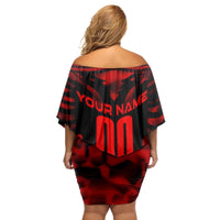 Personalized Albania Football 2024 Family Matching Off Shoulder Short Dress and Hawaiian Shirt Trophy Wing Style - Wonder Print Shop