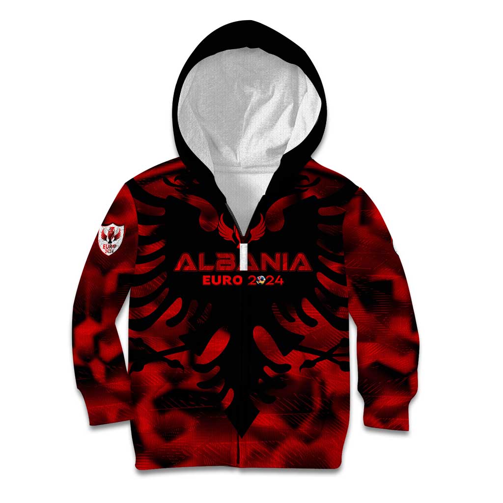 Personalized Albania Football 2024 Kid Hoodie Trophy Wing Style - Wonder Print Shop