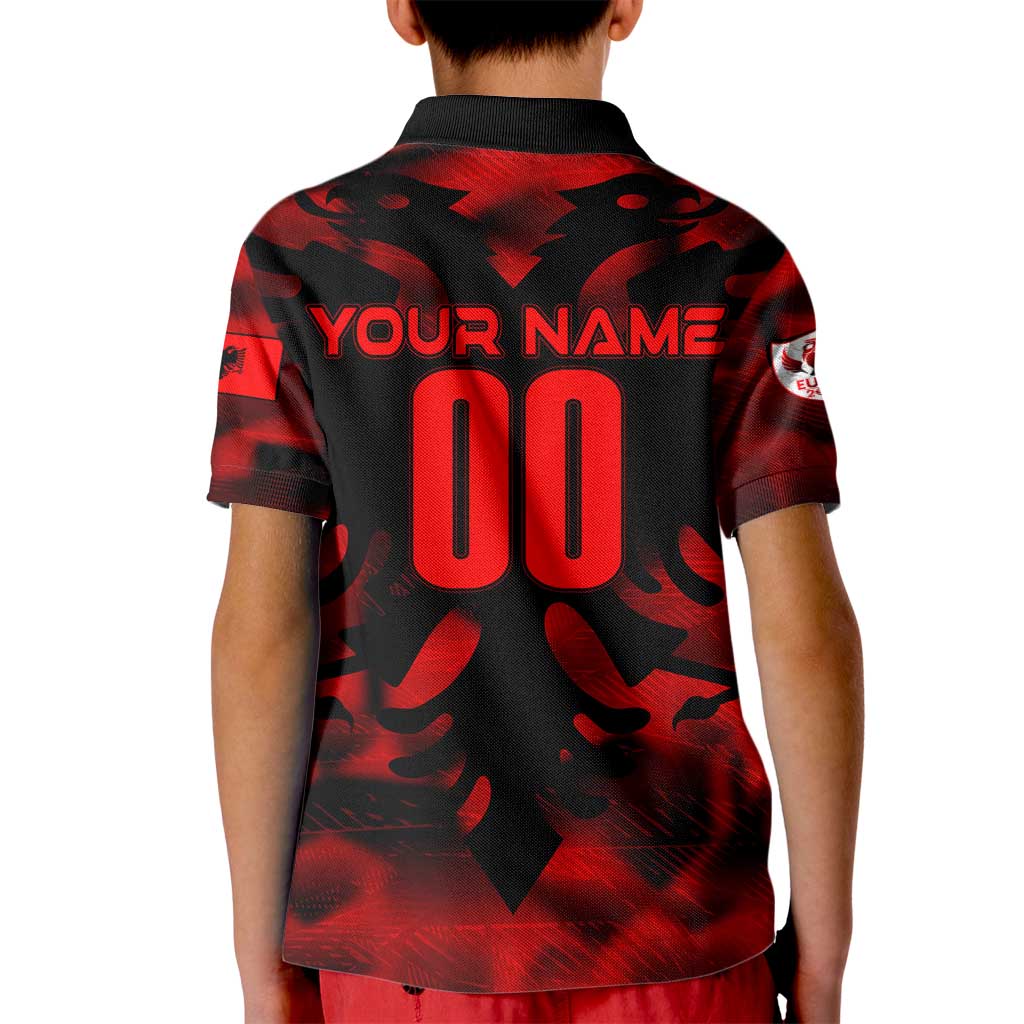 Personalized Albania Football 2024 Kid Polo Shirt Trophy Wing Style - Wonder Print Shop