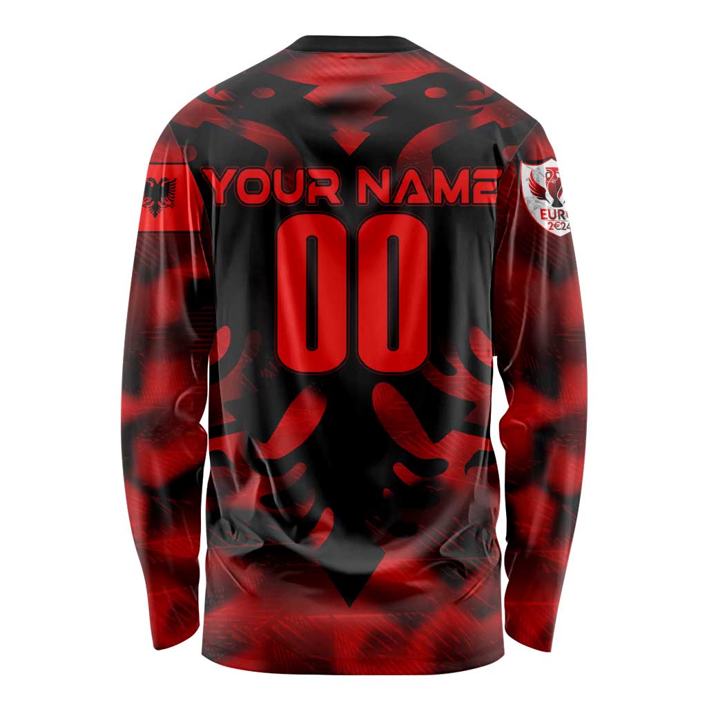 Personalized Albania Football 2024 Long Sleeve Shirt Trophy Wing Style - Wonder Print Shop