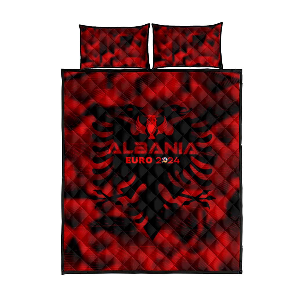 Albania Football 2024 Quilt Bed Set Trophy Wing Style - Wonder Print Shop