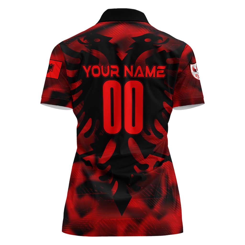 Personalized Albania Football 2024 Women Polo Shirt Trophy Wing Style - Wonder Print Shop