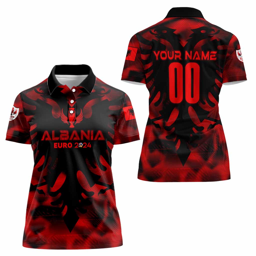Personalized Albania Football 2024 Women Polo Shirt Trophy Wing Style - Wonder Print Shop