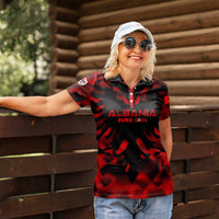 Personalized Albania Football 2024 Women Polo Shirt Trophy Wing Style - Wonder Print Shop