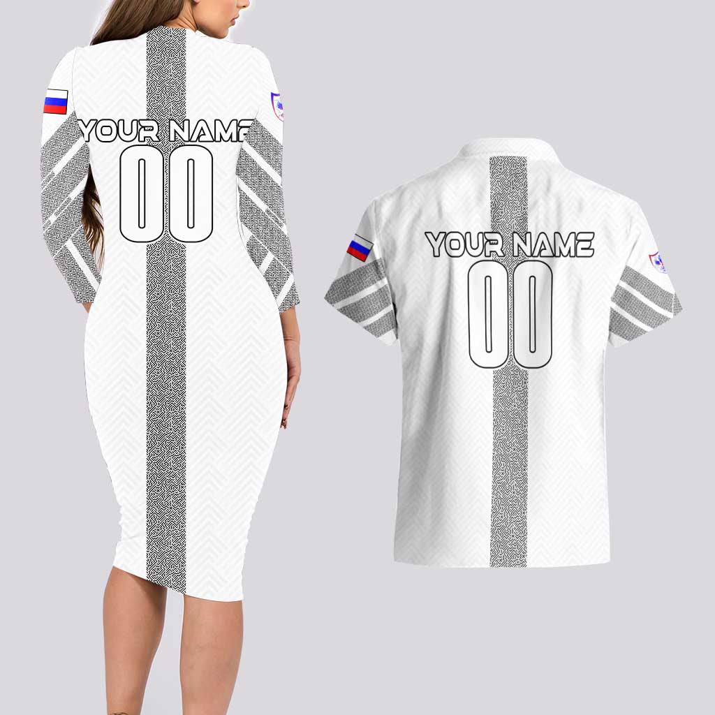 Personalized Slovenia Football 2024 Couples Matching Long Sleeve Bodycon Dress and Hawaiian Shirt Trophy Wing Style - Wonder Print Shop