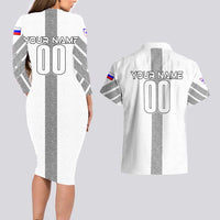 Personalized Slovenia Football 2024 Couples Matching Long Sleeve Bodycon Dress and Hawaiian Shirt Trophy Wing Style - Wonder Print Shop