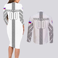 Personalized Slovenia Football 2024 Couples Matching Long Sleeve Bodycon Dress and Long Sleeve Button Shirt Trophy Wing Style - Wonder Print Shop