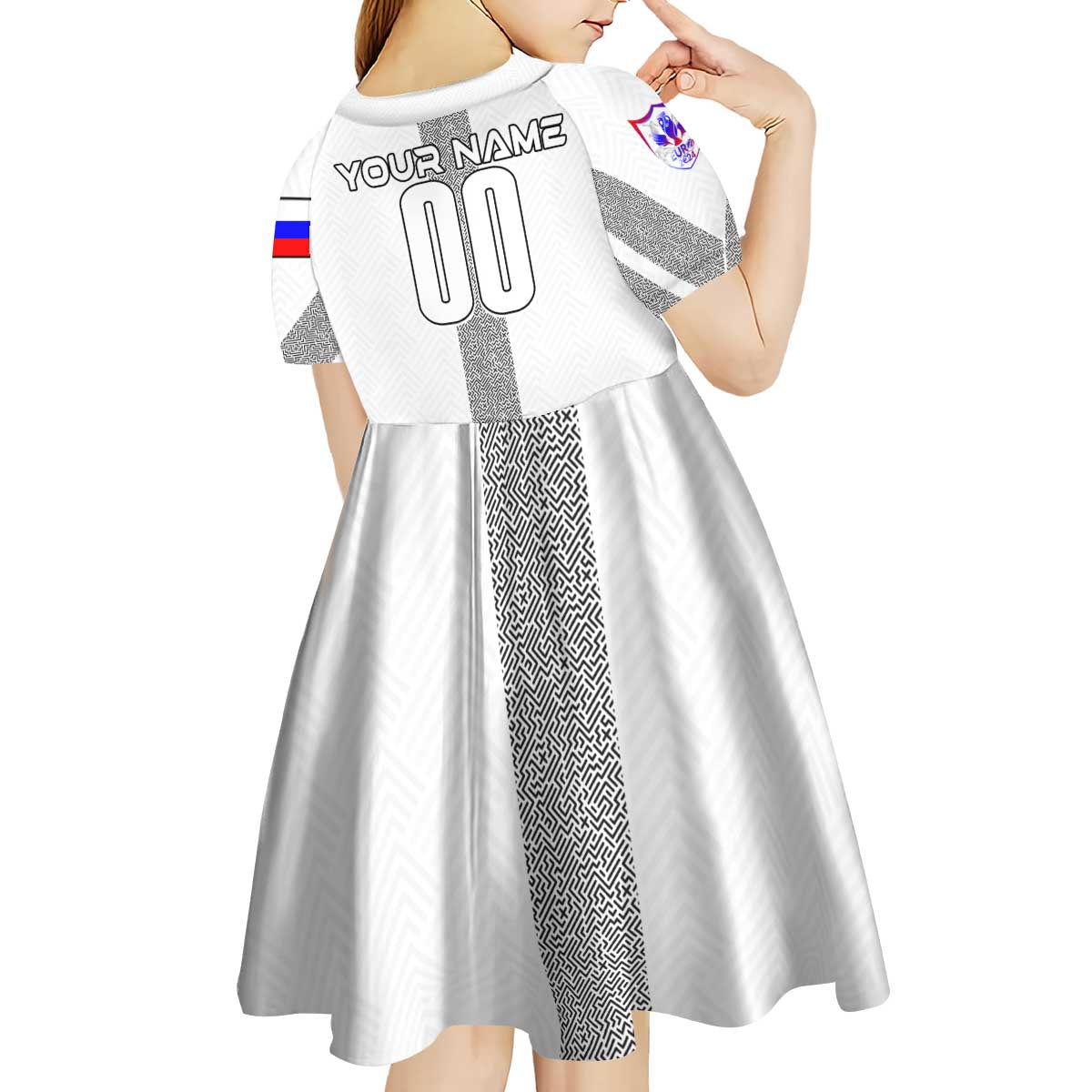 Personalized Slovenia Football 2024 Kid Short Sleeve Dress Trophy Wing Style - Wonder Print Shop