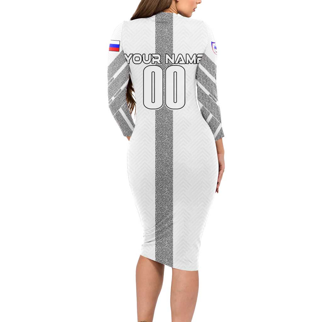 Personalized Slovenia Football 2024 Long Sleeve Bodycon Dress Trophy Wing Style - Wonder Print Shop