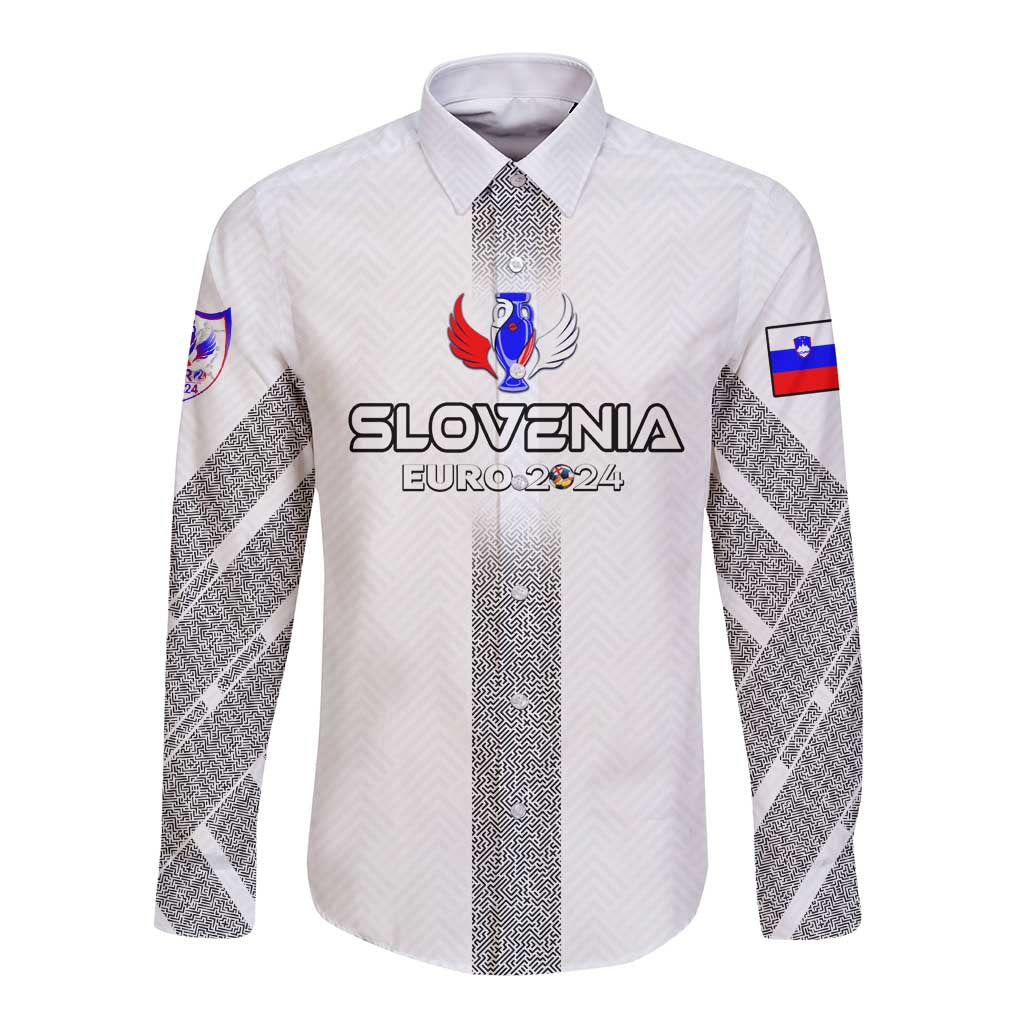 Personalized Slovenia Football 2024 Long Sleeve Button Shirt Trophy Wing Style - Wonder Print Shop