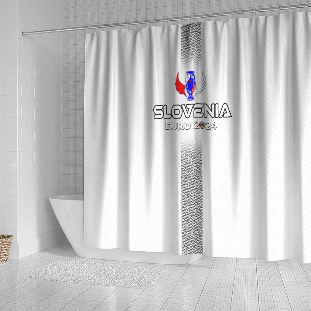 Slovenia Football 2024 Shower Curtain Trophy Wing Style