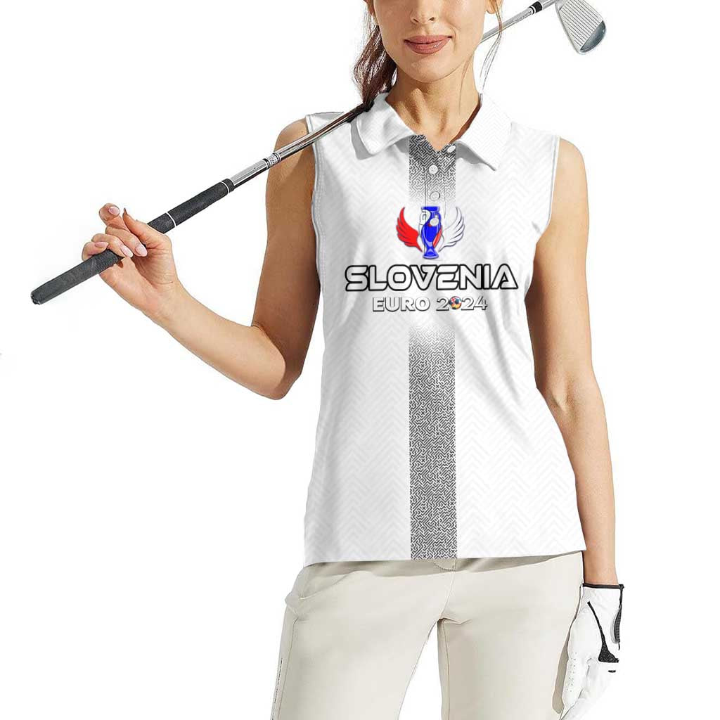 Personalized Slovenia Football 2024 Women Sleeveless Polo Shirt Trophy Wing Style - Wonder Print Shop