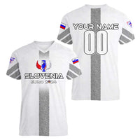 Personalized Slovenia Football 2024 Women V-Neck T-Shirt Trophy Wing Style - Wonder Print Shop