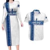 Personalized Finland Football 2024 Couples Matching Long Sleeve Bodycon Dress and Hawaiian Shirt Trophy Wing Style - Wonder Print Shop