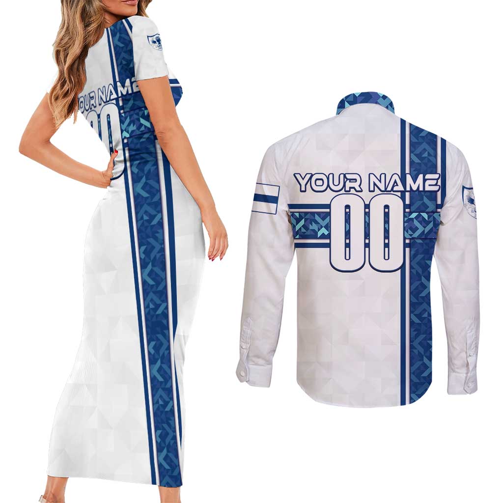 Personalized Finland Football 2024 Couples Matching Short Sleeve Bodycon Dress and Long Sleeve Button Shirt Trophy Wing Style - Wonder Print Shop