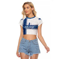Personalized Finland Football 2024 Raglan Cropped T Shirt Trophy Wing Style - Wonder Print Shop
