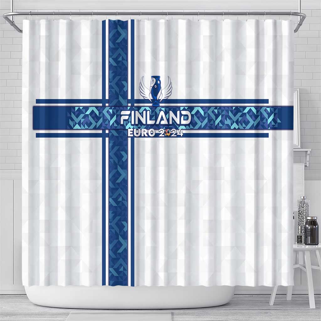 Finland Football 2024 Shower Curtain Trophy Wing Style