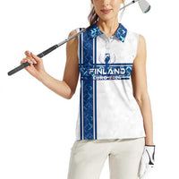 Personalized Finland Football 2024 Women Sleeveless Polo Shirt Trophy Wing Style - Wonder Print Shop