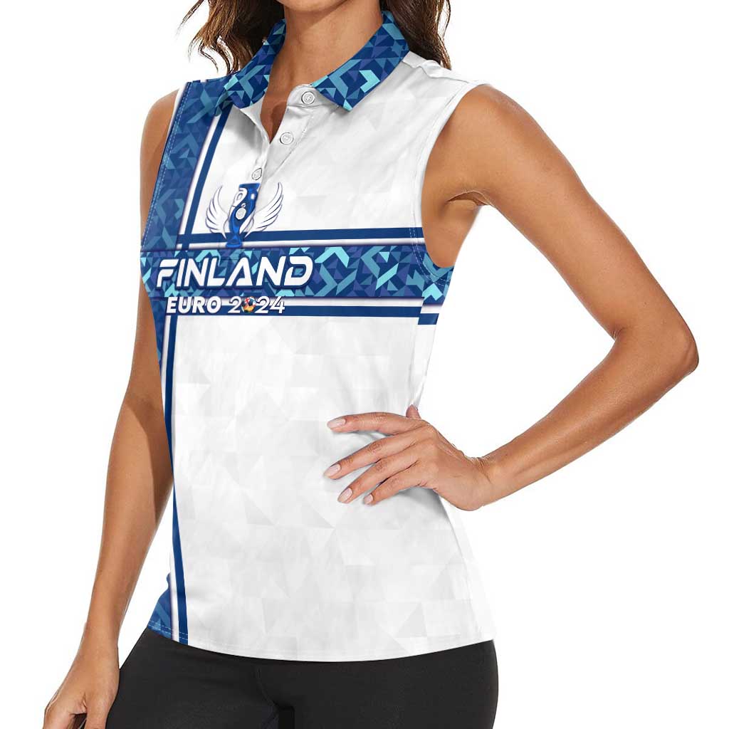 Personalized Finland Football 2024 Women Sleeveless Polo Shirt Trophy Wing Style - Wonder Print Shop