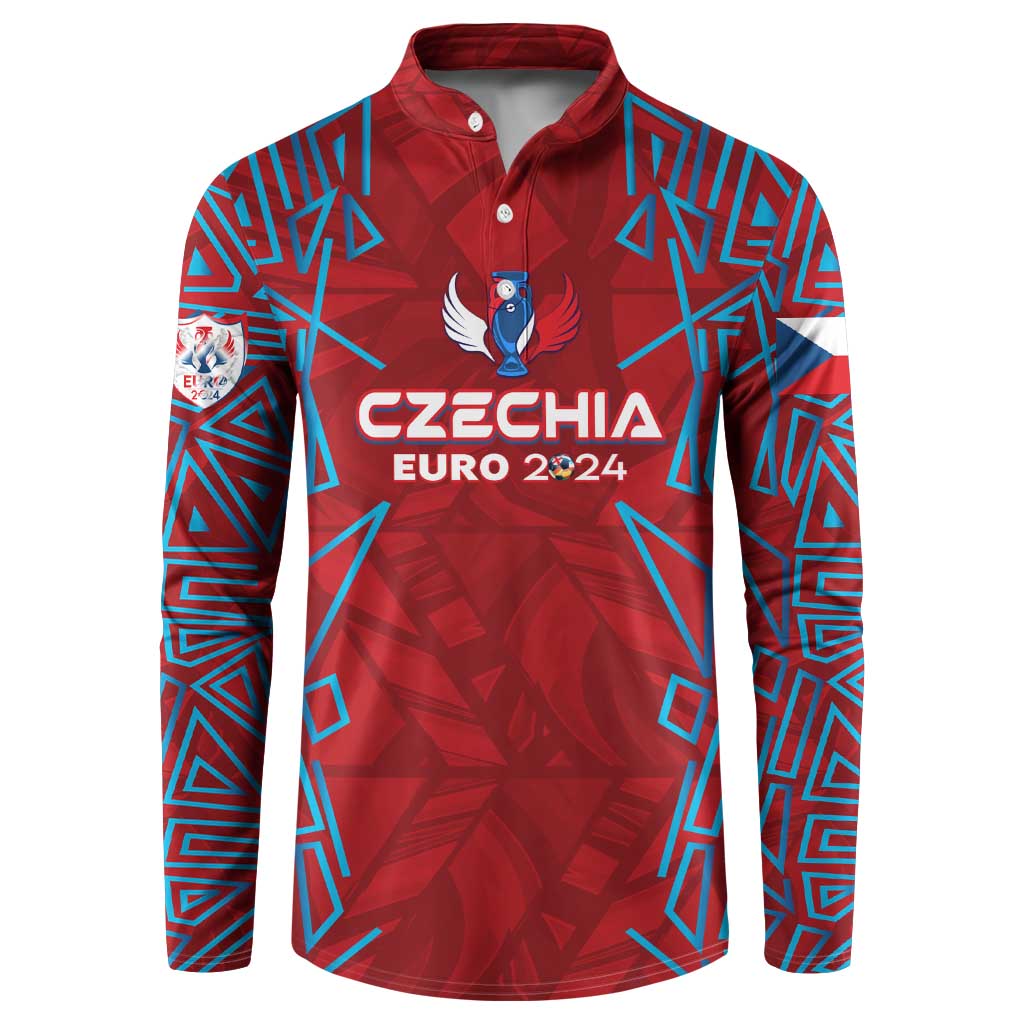 Personalized Czech Republic Football 2024 Button Sweatshirt Trophy Wing Style - Wonder Print Shop
