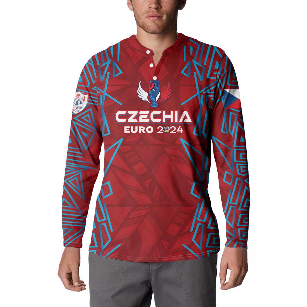 Personalized Czech Republic Football 2024 Button Sweatshirt Trophy Wing Style - Wonder Print Shop