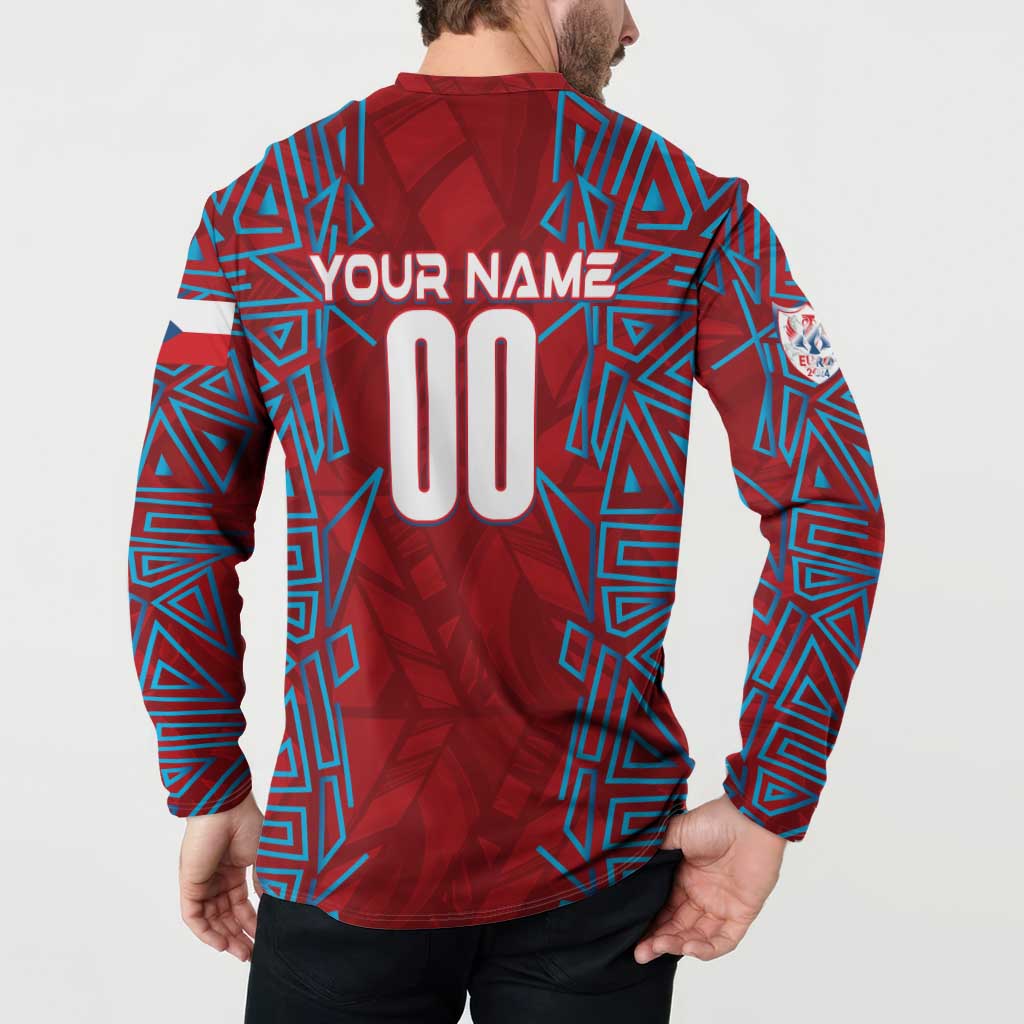 Personalized Czech Republic Football 2024 Button Sweatshirt Trophy Wing Style - Wonder Print Shop