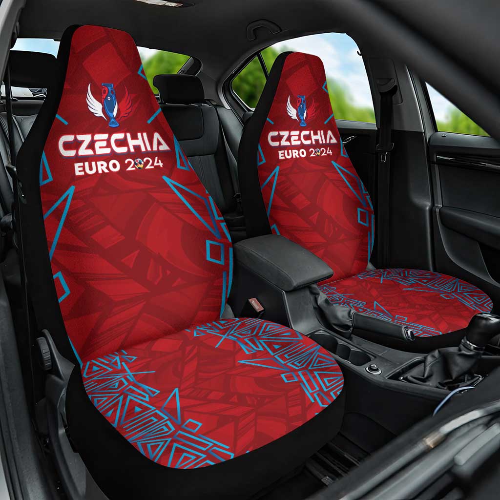 Czech Republic Football 2024 Car Seat Cover Trophy Wing Style - Wonder Print Shop