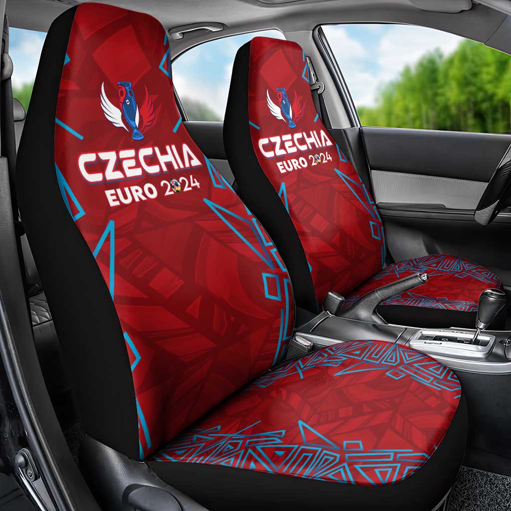 Czech Republic Football 2024 Car Seat Cover Trophy Wing Style - Wonder Print Shop