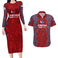 Personalized Czech Republic Football 2024 Couples Matching Long Sleeve Bodycon Dress and Hawaiian Shirt Trophy Wing Style - Wonder Print Shop
