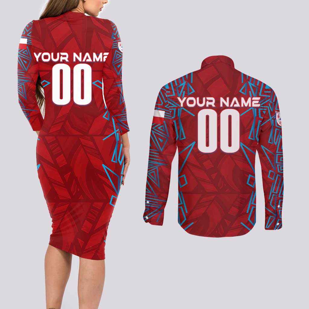 Personalized Czech Republic Football 2024 Couples Matching Long Sleeve Bodycon Dress and Long Sleeve Button Shirt Trophy Wing Style - Wonder Print Shop