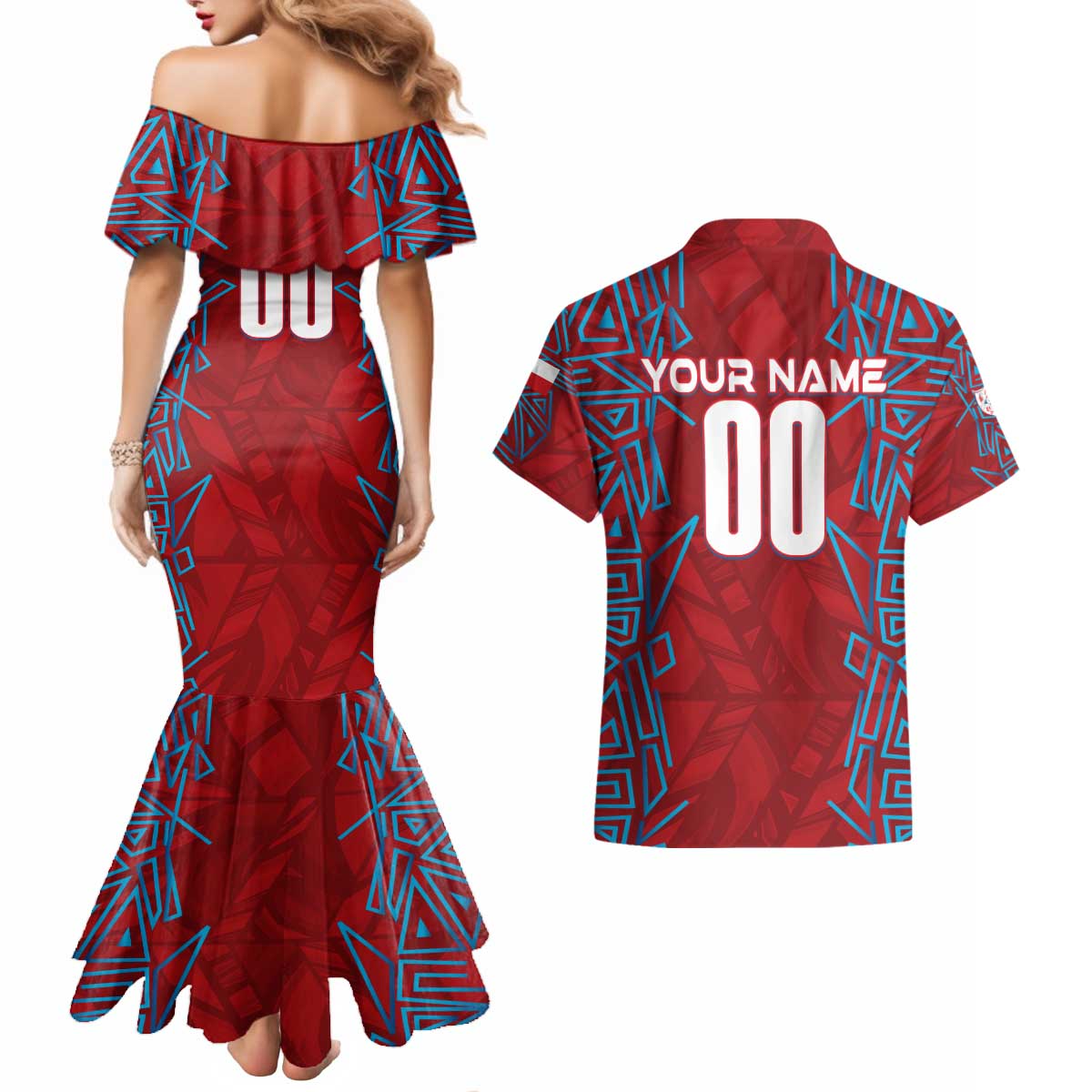Personalized Czech Republic Football 2024 Couples Matching Mermaid Dress and Hawaiian Shirt Trophy Wing Style - Wonder Print Shop