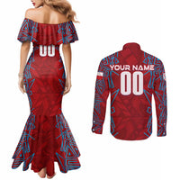 Personalized Czech Republic Football 2024 Couples Matching Mermaid Dress and Long Sleeve Button Shirt Trophy Wing Style