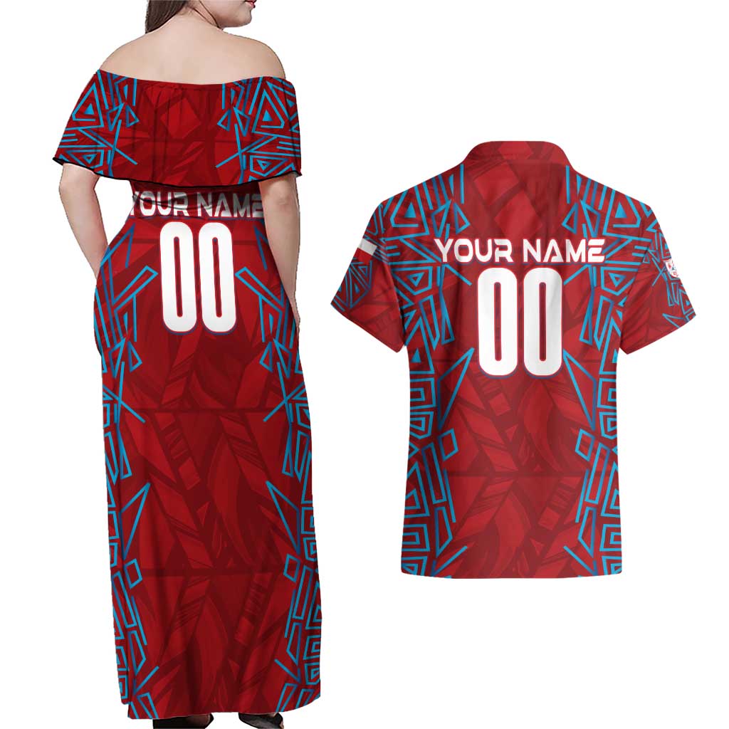 Personalized Czech Republic Football 2024 Couples Matching Off Shoulder Maxi Dress and Hawaiian Shirt Trophy Wing Style - Wonder Print Shop