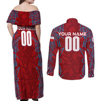 Personalized Czech Republic Football 2024 Couples Matching Off Shoulder Maxi Dress and Long Sleeve Button Shirt Trophy Wing Style - Wonder Print Shop
