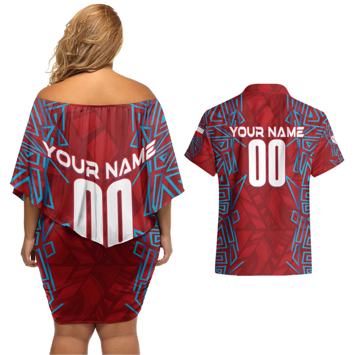 Personalized Czech Republic Football 2024 Couples Matching Off Shoulder Short Dress and Hawaiian Shirt Trophy Wing Style - Wonder Print Shop